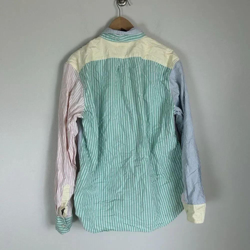 J.Crew Broken In Oxford Shirt Men’s L Classic Colorblock PatchWork Colorful